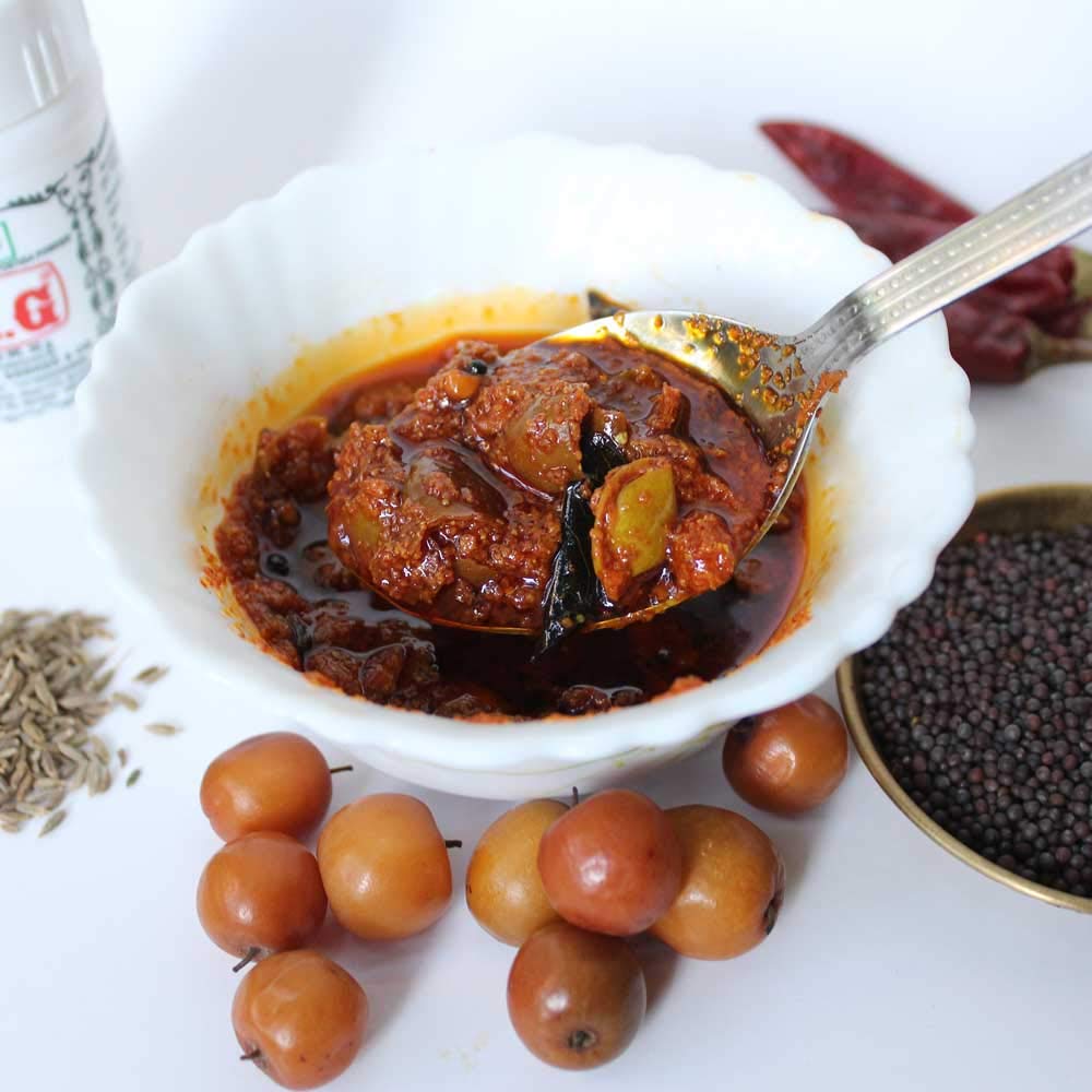 Regi pickle made with Indian jujube fruit Andhra style