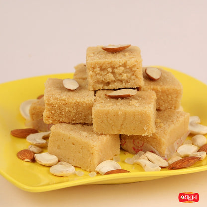 Soft white kalakand made with milk solids creamy Indian sweet for festivals and gifting
