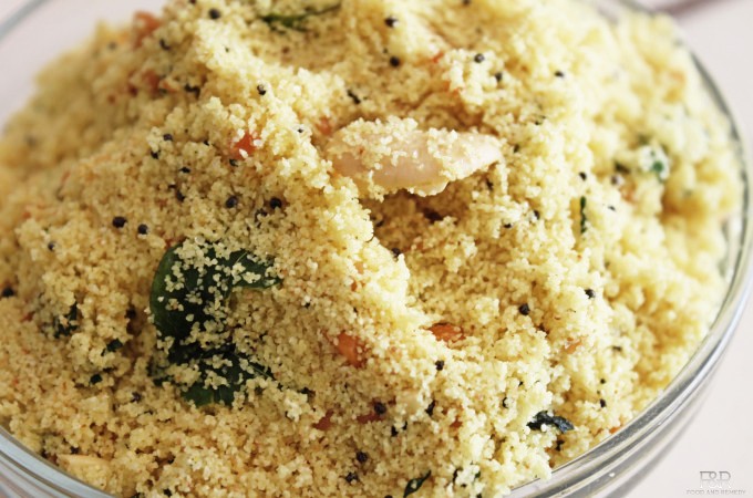 Healthy wheat rava upma mix for quick breakfast prepared in traditional South Indian style