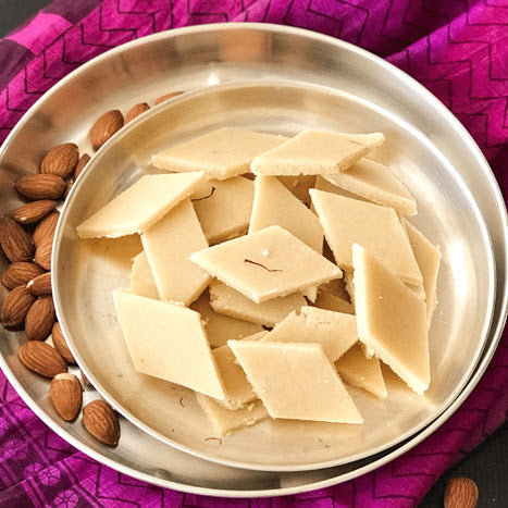 Badam burfi made with premium almonds
