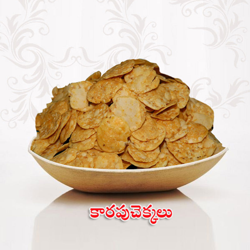 Crispy and traditional Andhra style Chakkalu (Rice Crackers) stacked in a bowl, handcrafted by Athithi Gruha Foods.