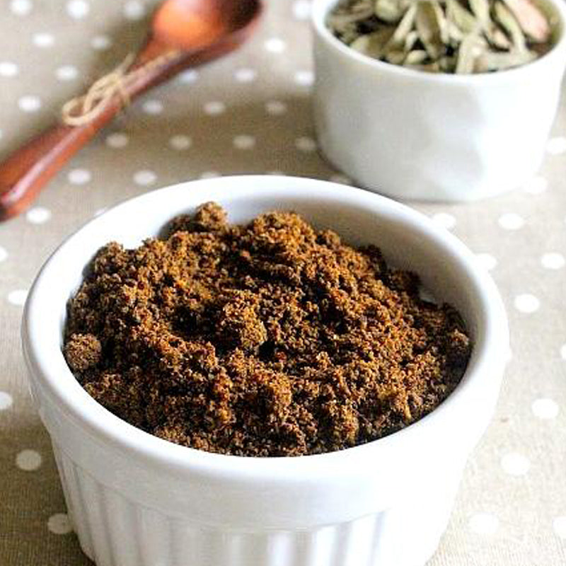 Tangy and spicy Chintaku Karam podi made with dried tender tamarind leaves and traditional spices, from Athithi Gruha Foods in Andhra Pradesh.