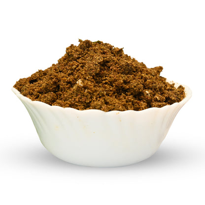 Andhra munagaku karam made with drumstick leaves and spices podi
