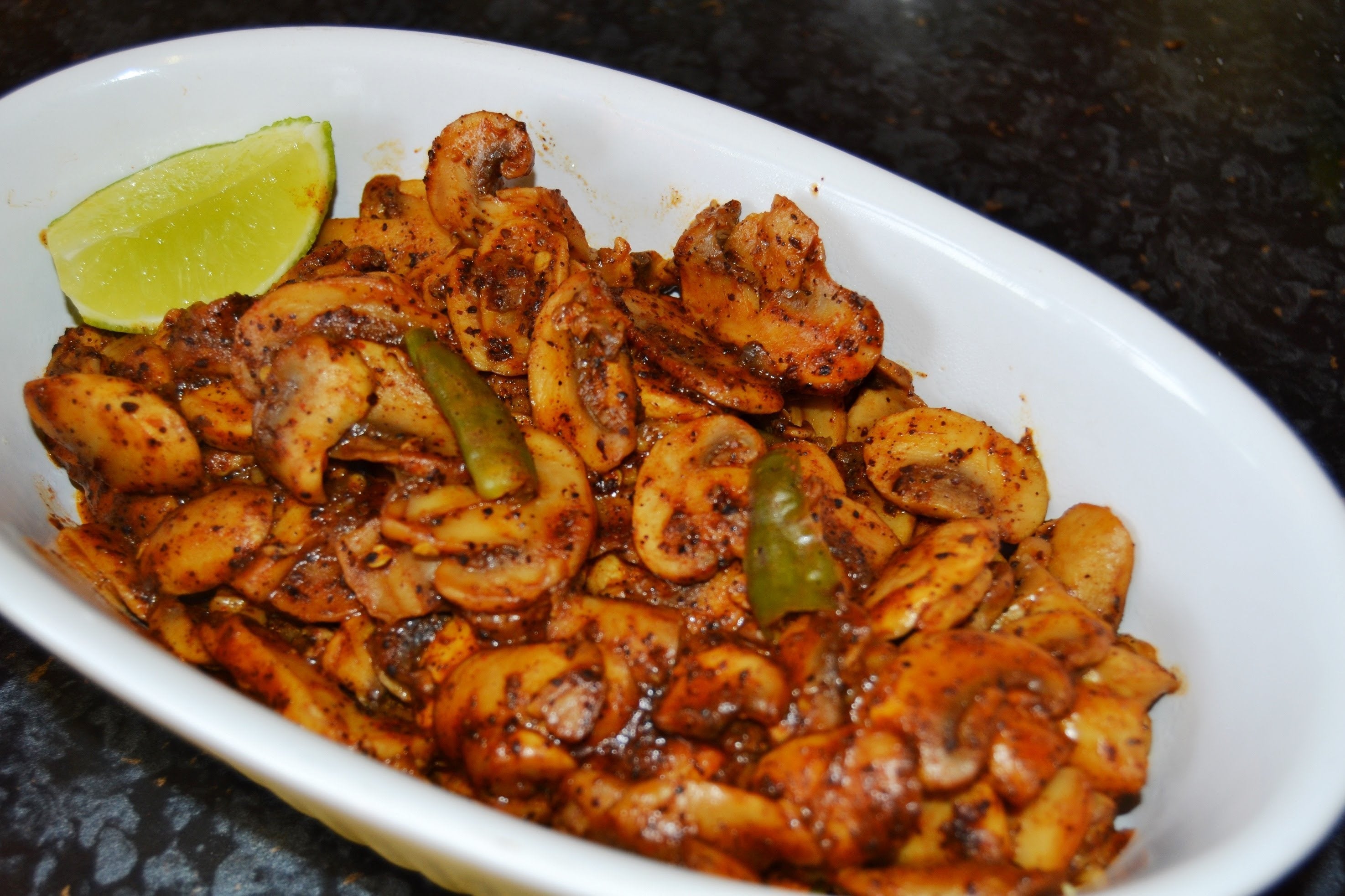 Spicy mushroom pickle made with fresh mushrooms and Andhra spices
