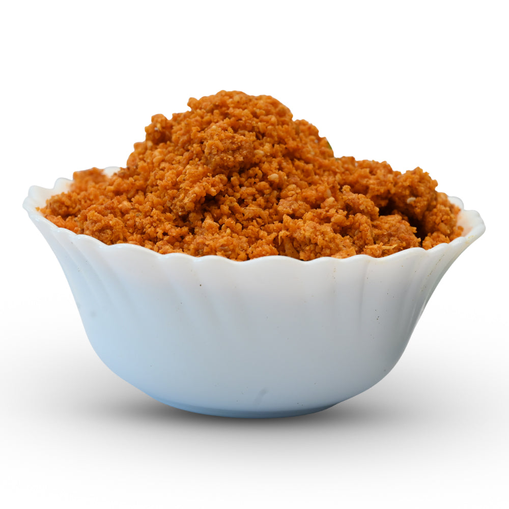 Andhra nuvvula karam sesame spice powder served with rice
