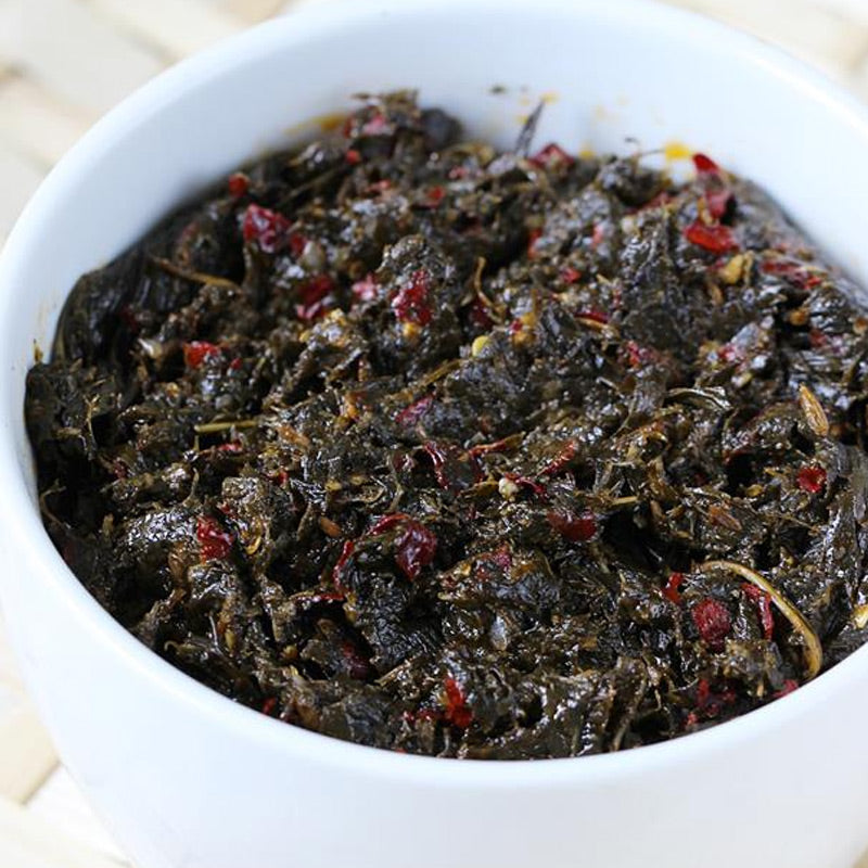 Oil gongura pickle made with sorrel leaves Andhra style